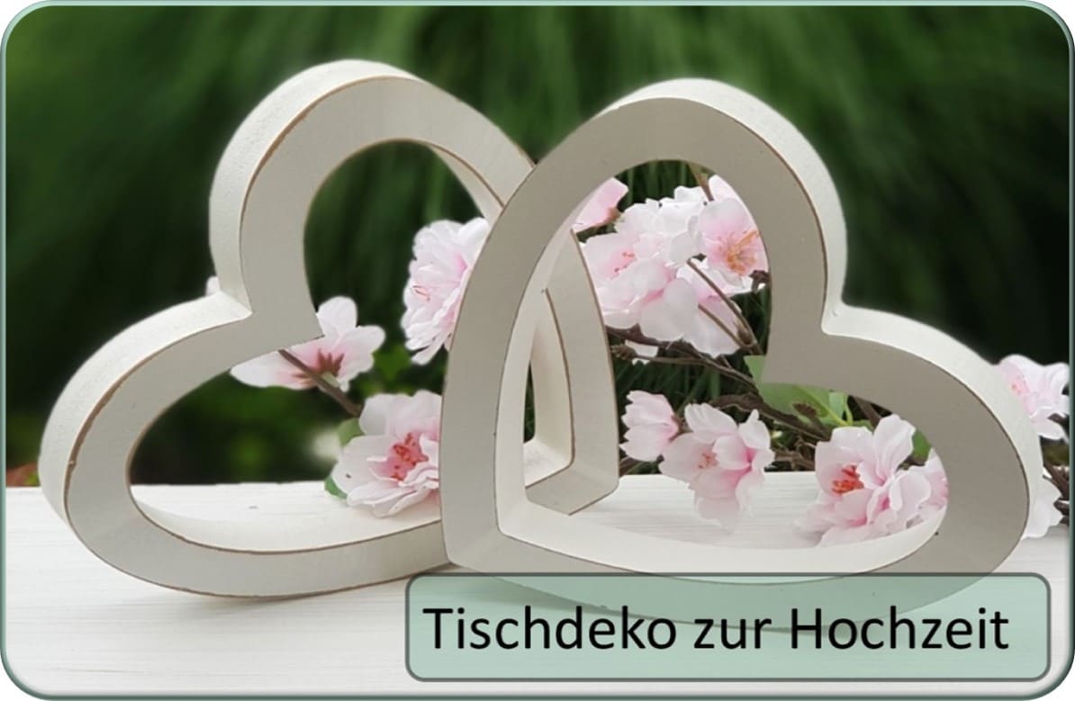 Hochzeitsdeko und Accessoires - Giveaways, Tischbänder, Torten-Figuren, Tischkarten und Streudeko für Hochzeit